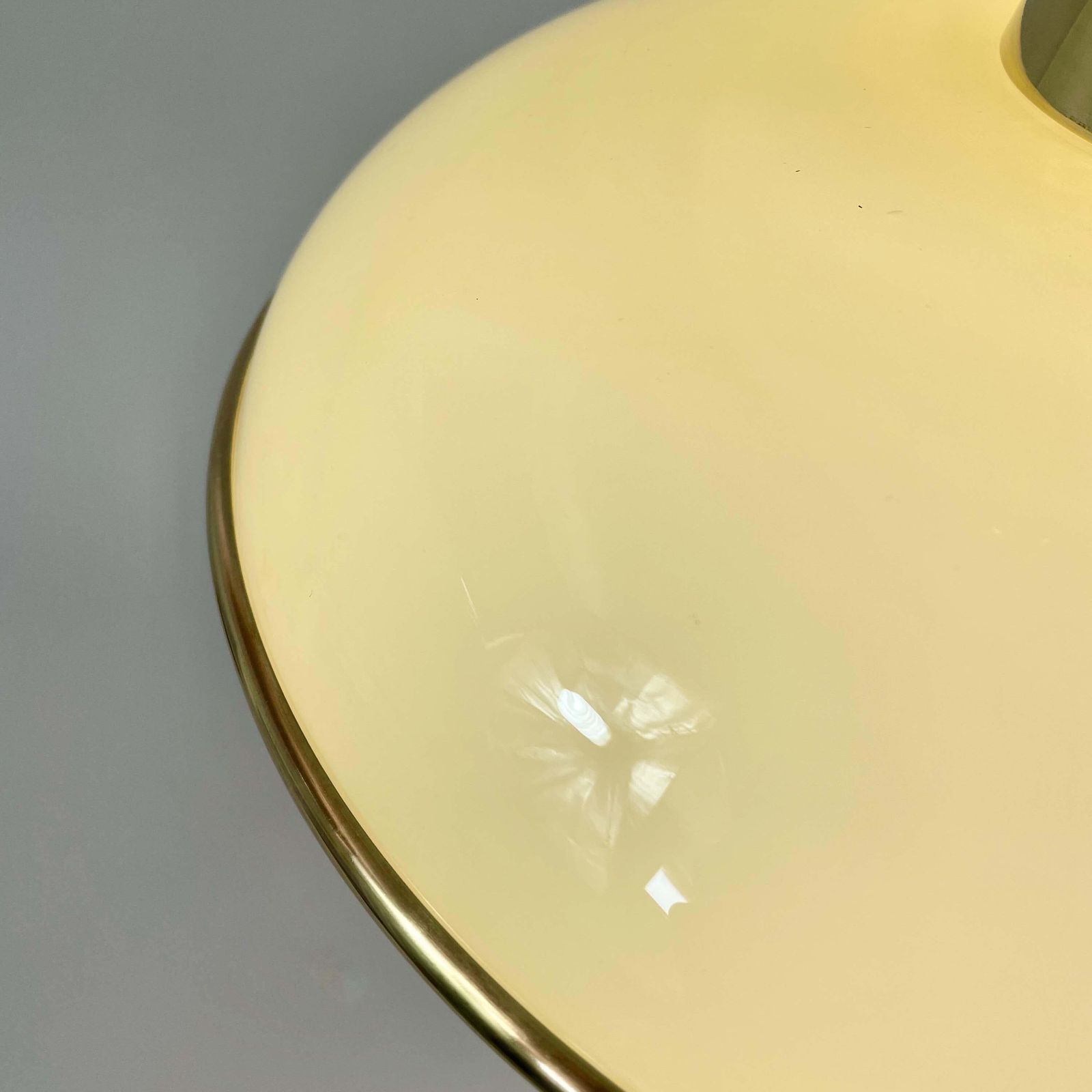 photo vinterior Art Deco Cream Opaline Glass & Brass Pendants, Germany 1930s, Set Of 2
