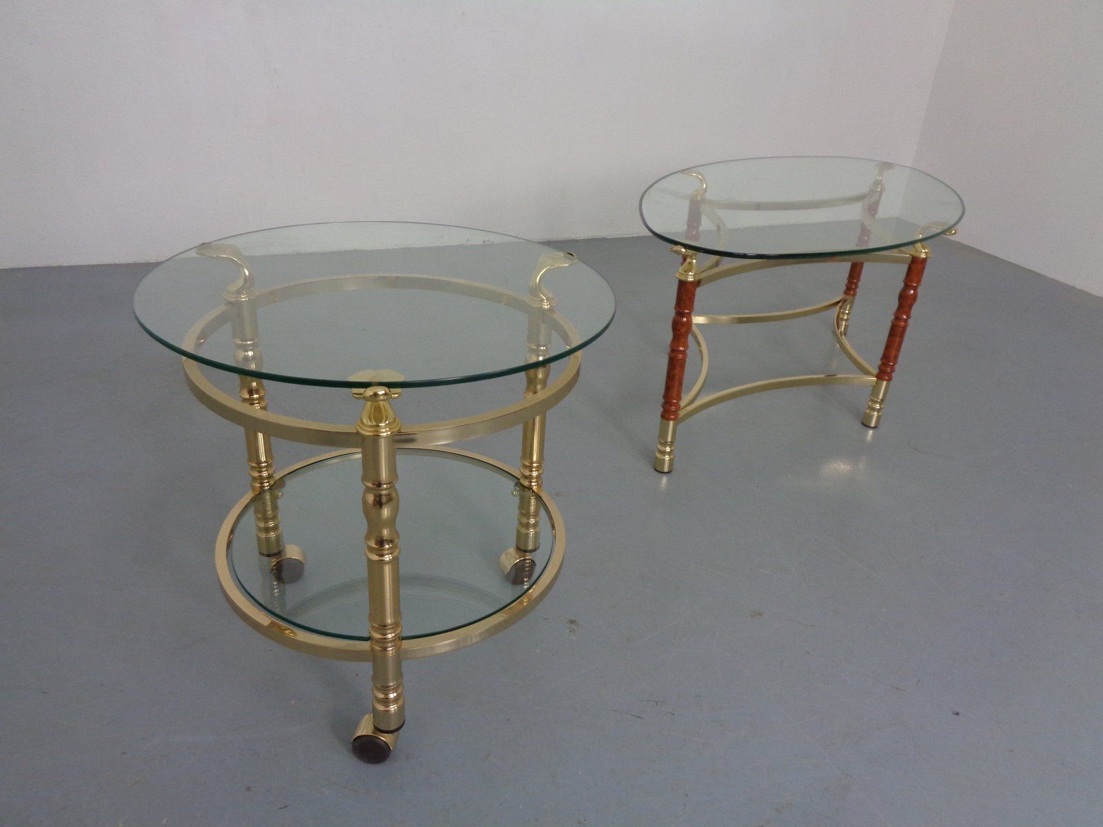 Hollywood Regency Glass Tables, Italy, 1970s, Set Of 2 photo for sale