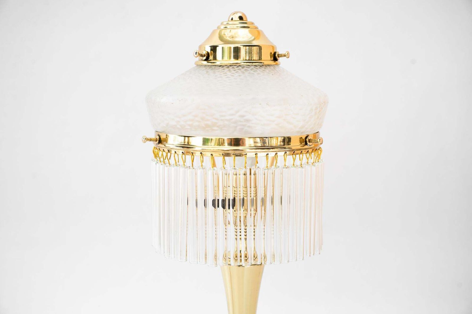 photo furniture Art Deco Table Lamp With Palme Koenig Glass Shade And Glass Sticks Vienna 1920s