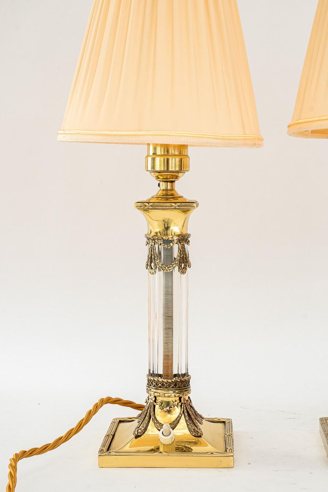 Almost Intendical Art Deco Table Lamps With Fabric Shades Vienna Around 1920s photo Lighting