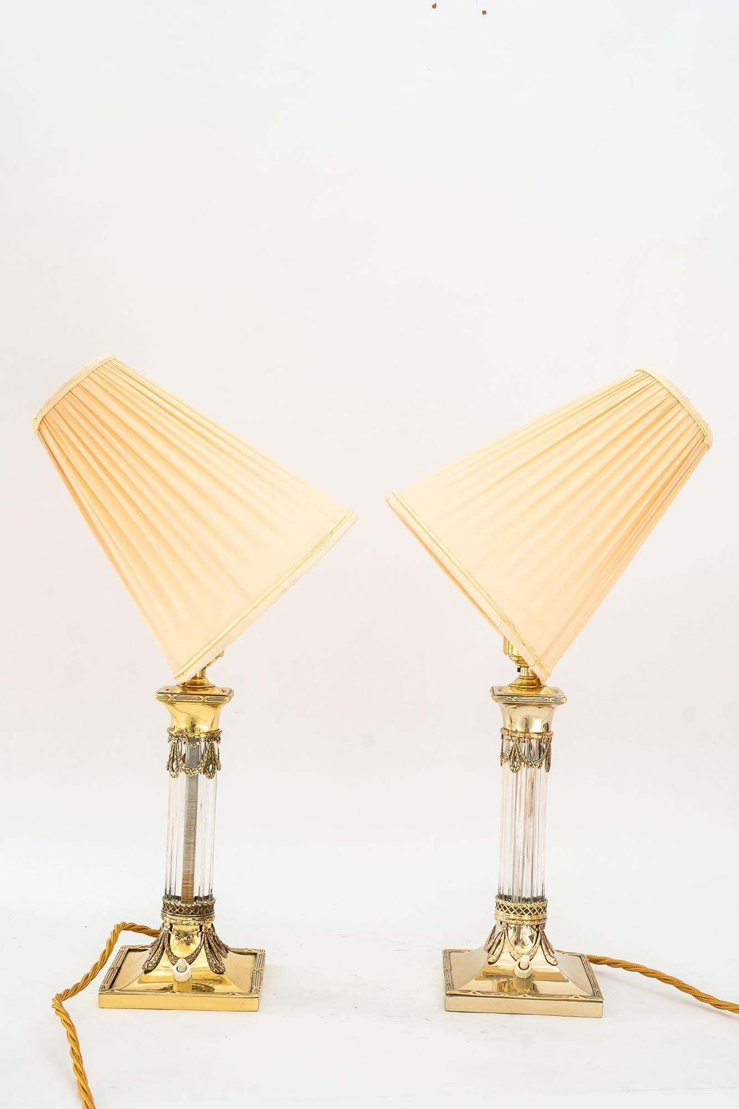 photo for sale Almost Intendical Art Deco Table Lamps With Fabric Shades Vienna Around 1920s