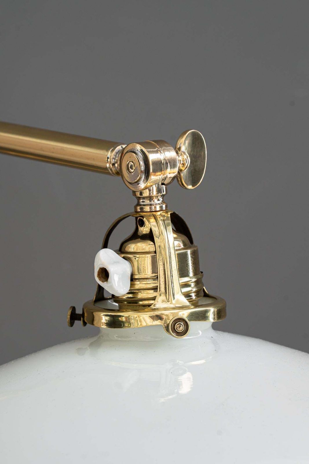 Hight Adjustable And Swiveling Floor Lamp With Opal Glass Shade Vienna 1920s photo for sale