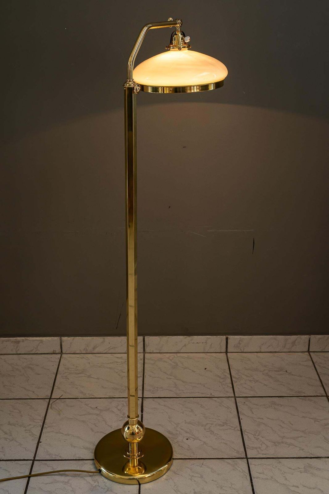 Lighting Hight Adjustable And Swiveling Floor Lamp With Opal Glass Shade Vienna 1920s photo