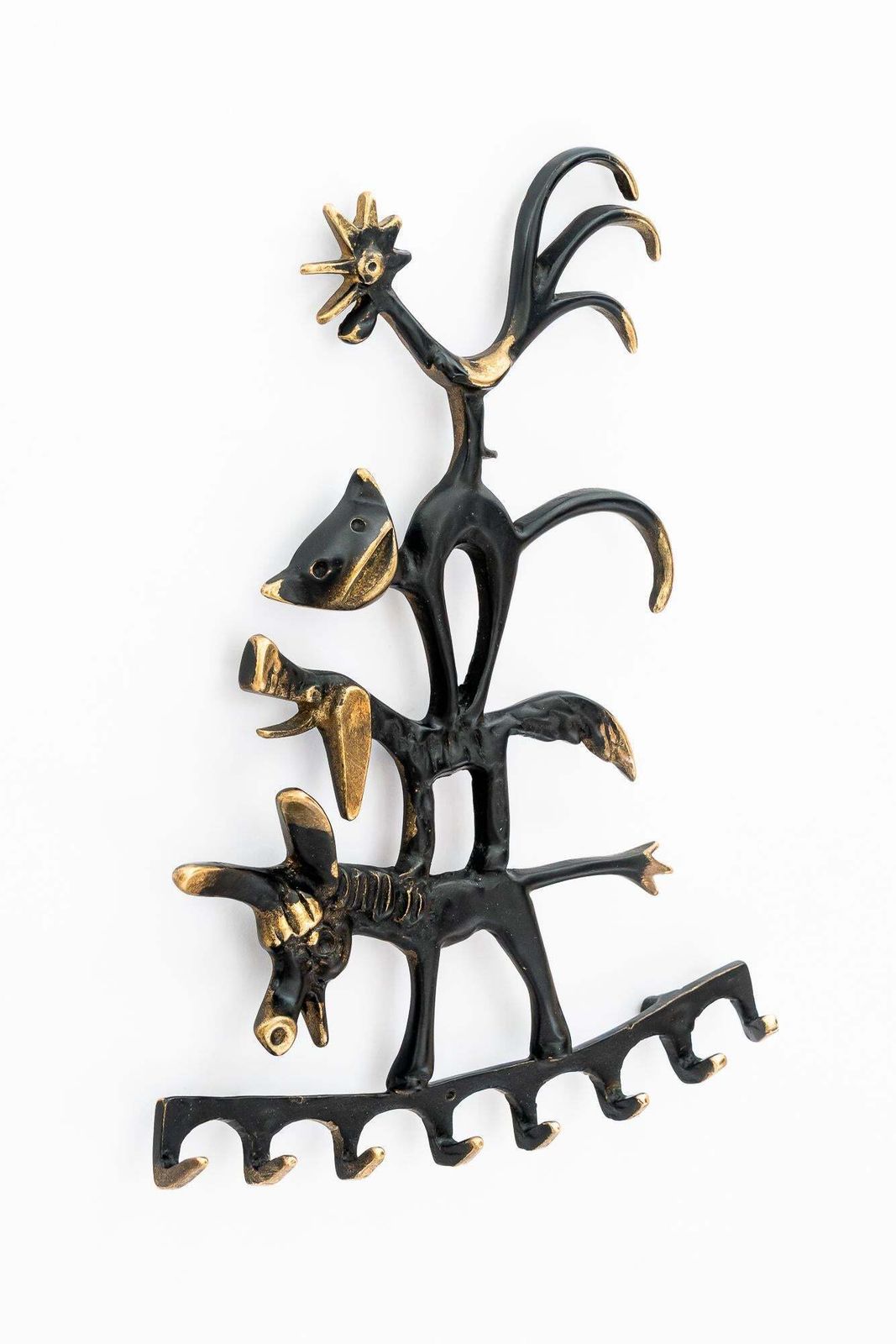 Walter Bosse Brass Key Hanger Donkey, Dog, Cat And Cock, Hertha Baller, Austria photo furniture