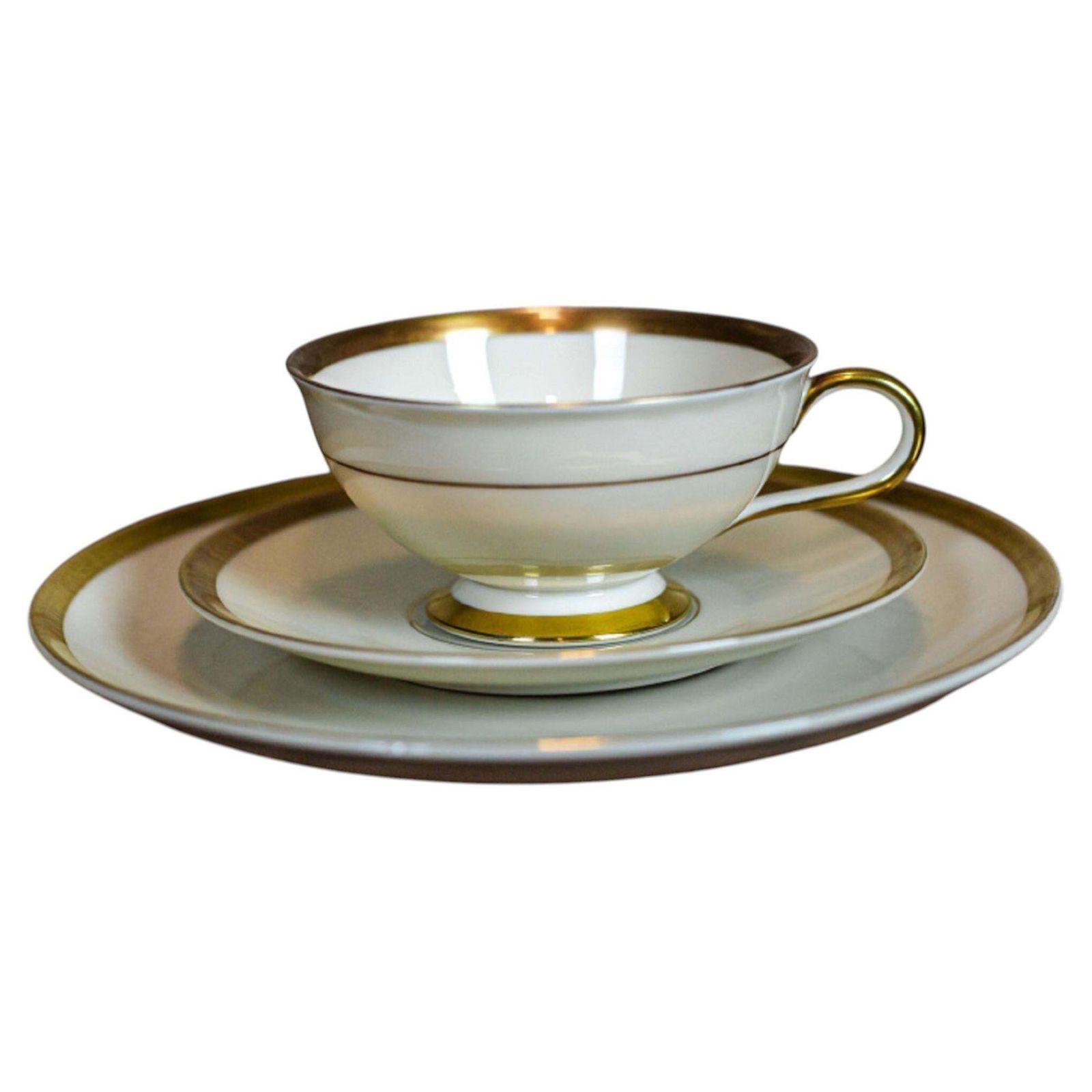 Elegant Hutschenreuther Selb Bavaria Porcelain Tea Cup Set, Mid 20th Century