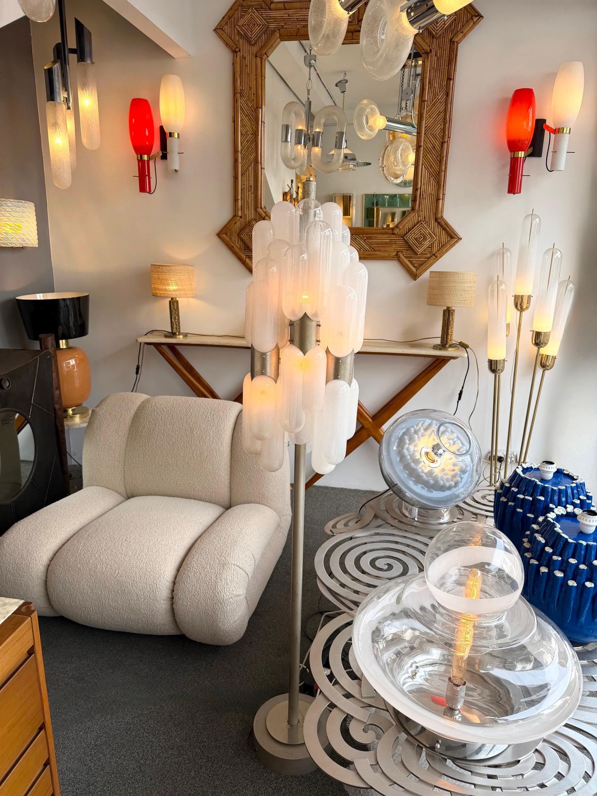 Pair Of Sconces Brass And Glass By Stilnovo. Italy, 1950s photo for sale