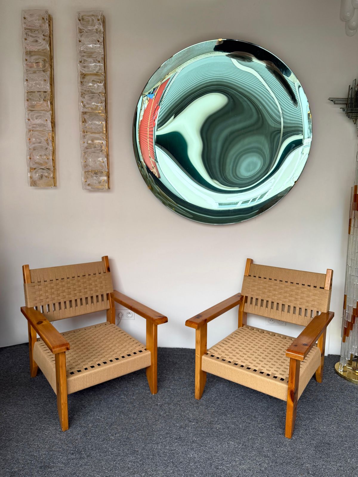 Mid Century Modern Pair Of Wood And Rope Armchairs, Italy, 1970s photo 6964.0