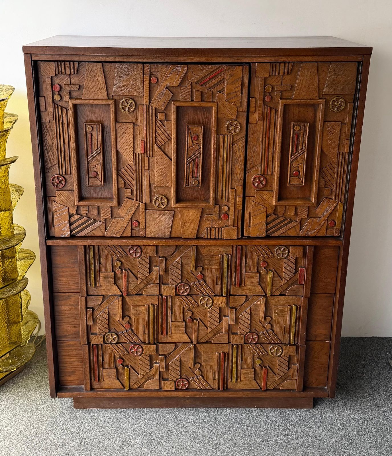 Mid Century Modern Brutalist Wood Sculpture Cabinet By Lane. USA, 1970s photo 11317.0
