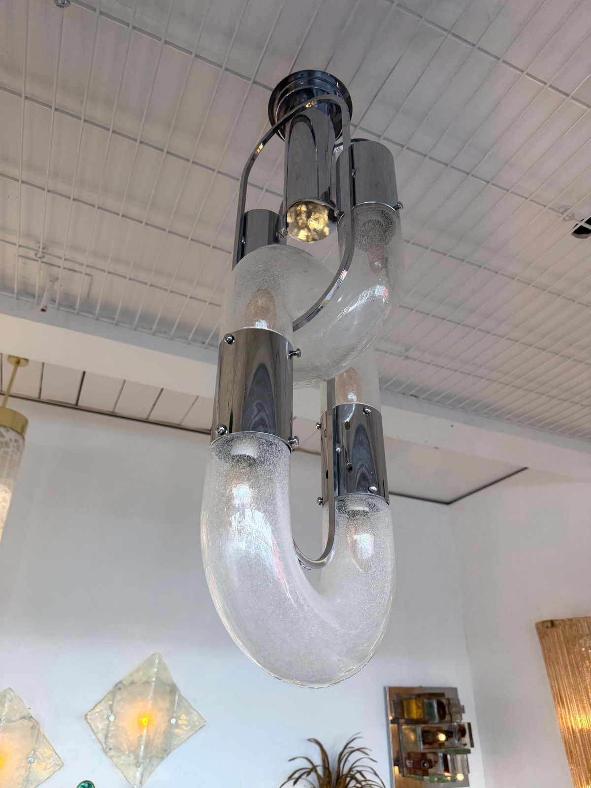 Pendant Lighting Murano Glass And Metal By Aldo Nason For Mazzega, Italy, 1970s photo Lighting