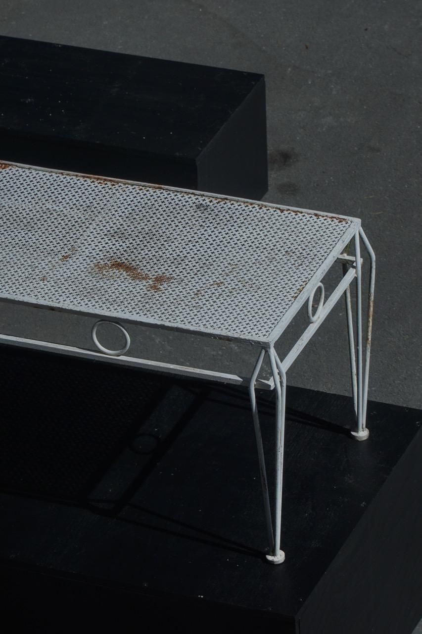 Mid Century Modern, French Garden Metal Coffee Table With Perforated Top, 1950s photo 916.0
