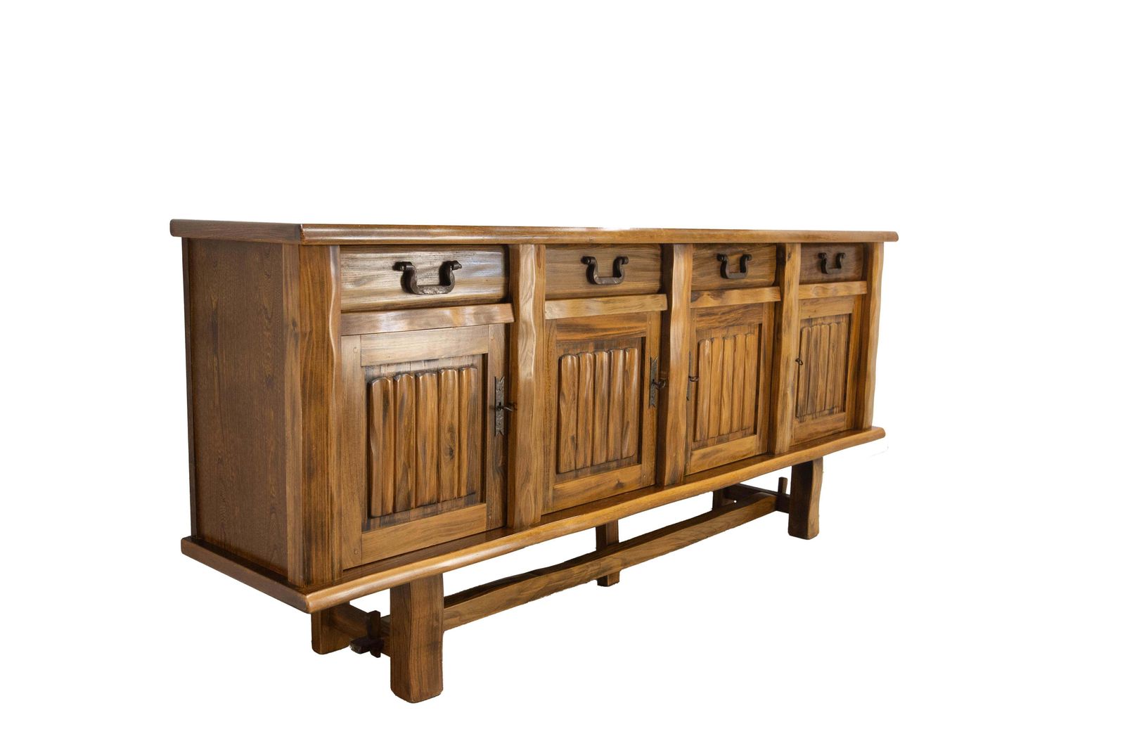 Grote Franse Elm Buffetkast met Vier Deuren – Olavi Hanninen & Aranjou, ca. 1970 photo for sale