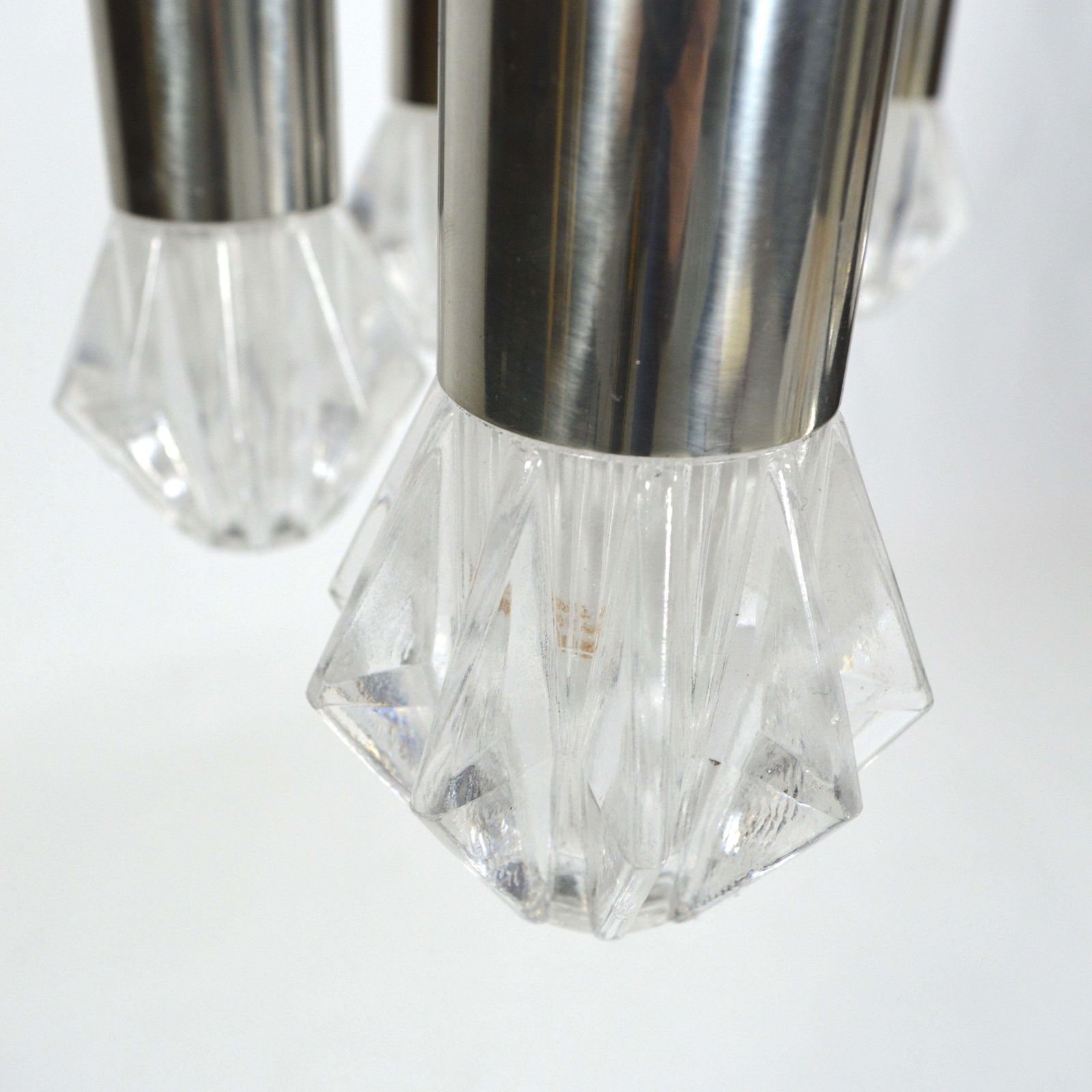 photo for sale Mid Century Modern Chrome And Glass Chandelier By Raak, 42”