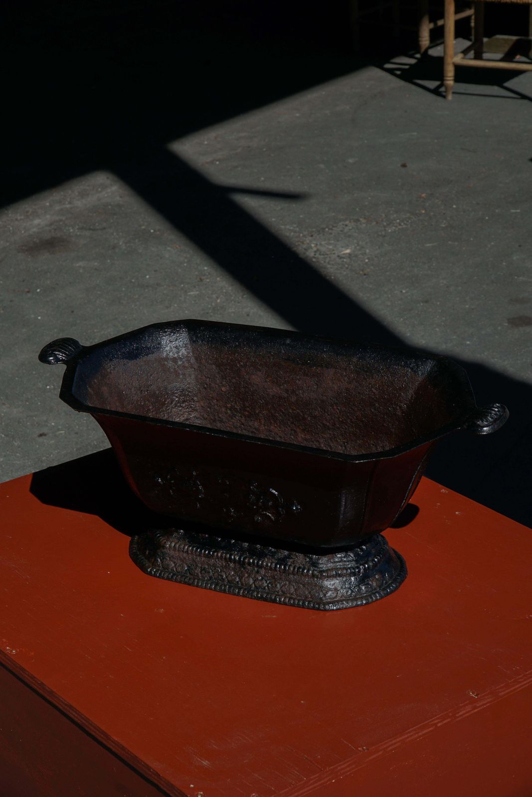 Antique Cast Iron Garden Planter With Handles, French, 1900s 1920s photo vinterior