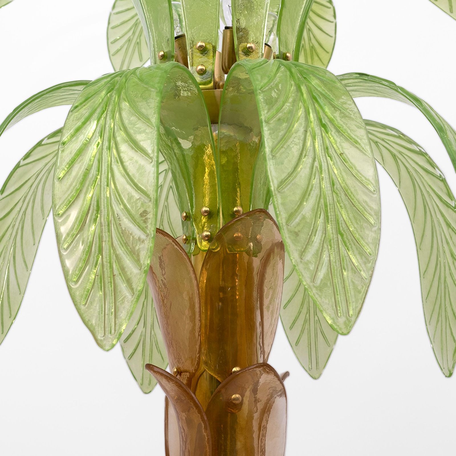 photo furniture Paar Murano-glas en messing palmboom vloerlampen