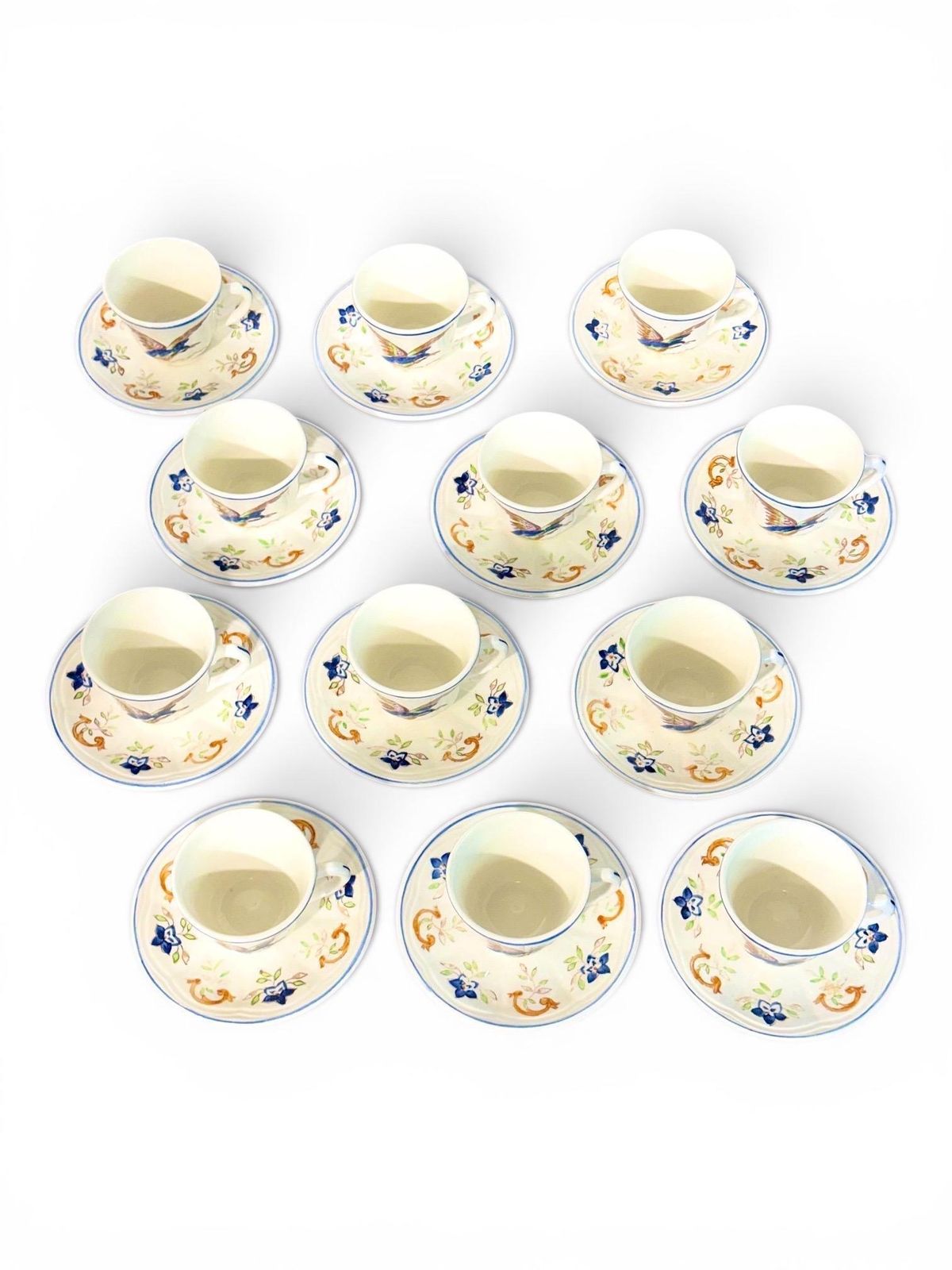 Moustiers " Cléry ", French Faience Hand Painted Tea / Coffee Service, 27 Pieces photo for sale
