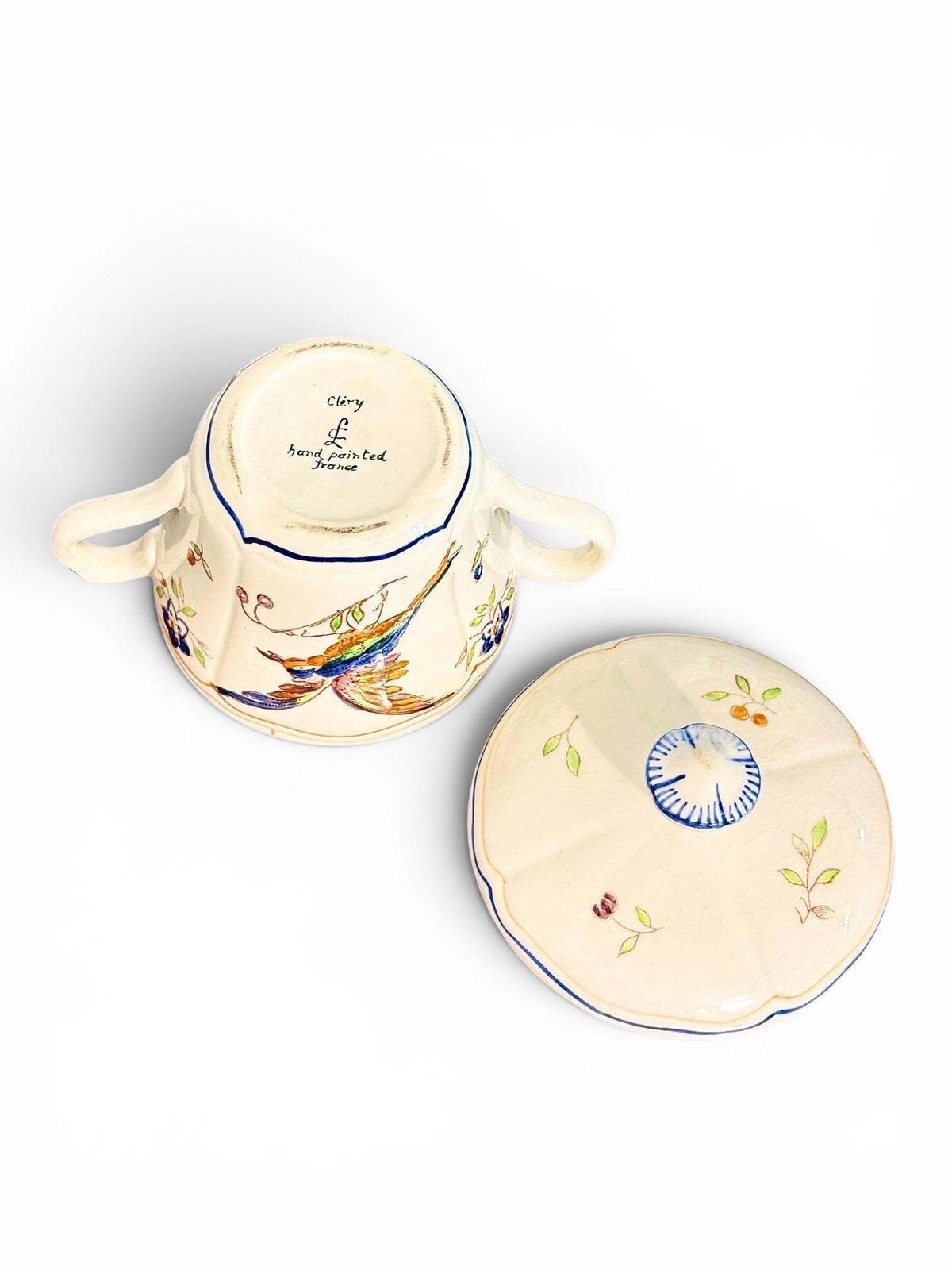 1072.0 Moustiers " Cléry ", French Faience Hand Painted Tea / Coffee Service, 27 Pieces photo