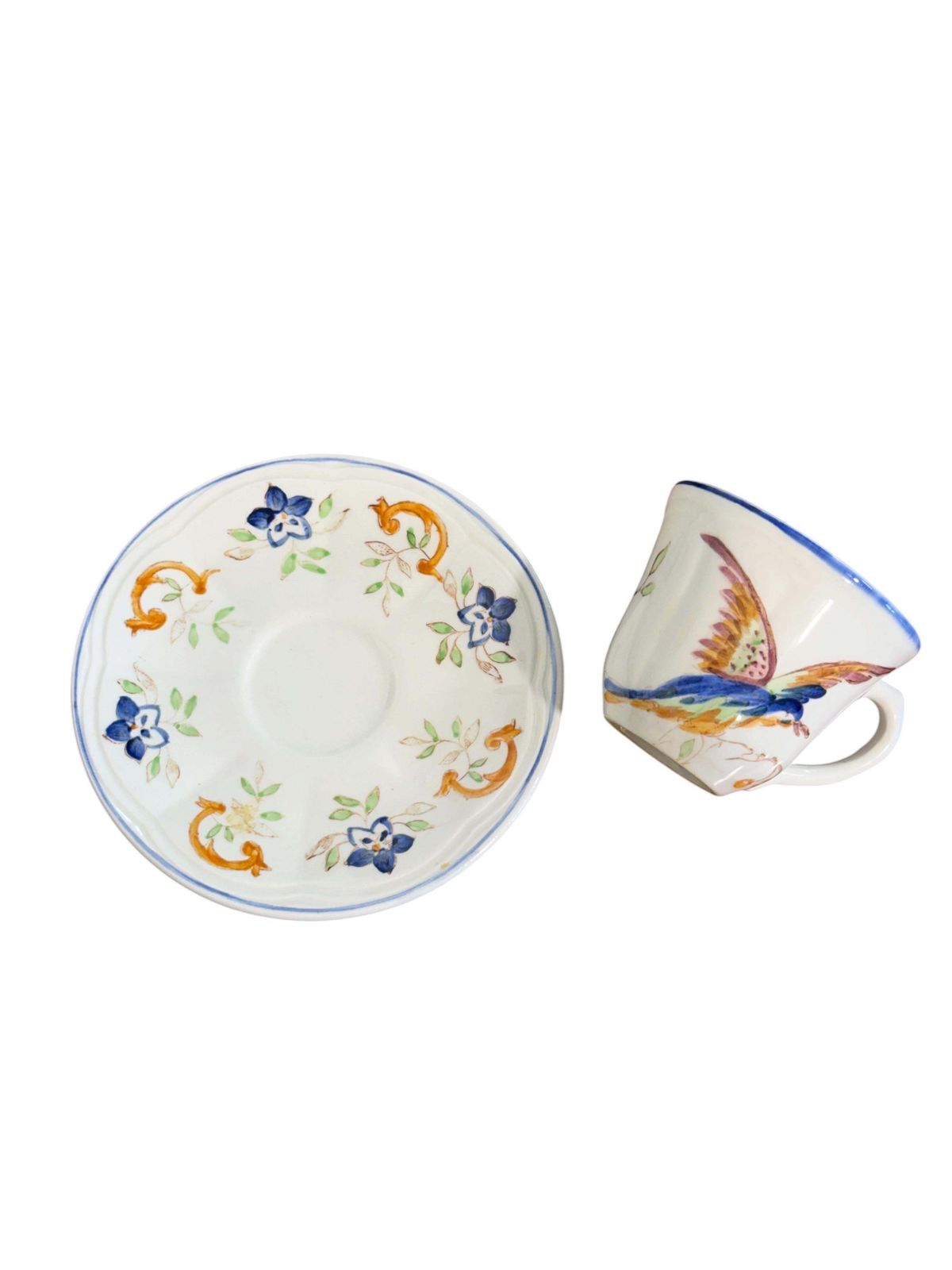 photo vintage Moustiers " Cléry ", French Faience Hand Painted Tea / Coffee Service, 27 Pieces
