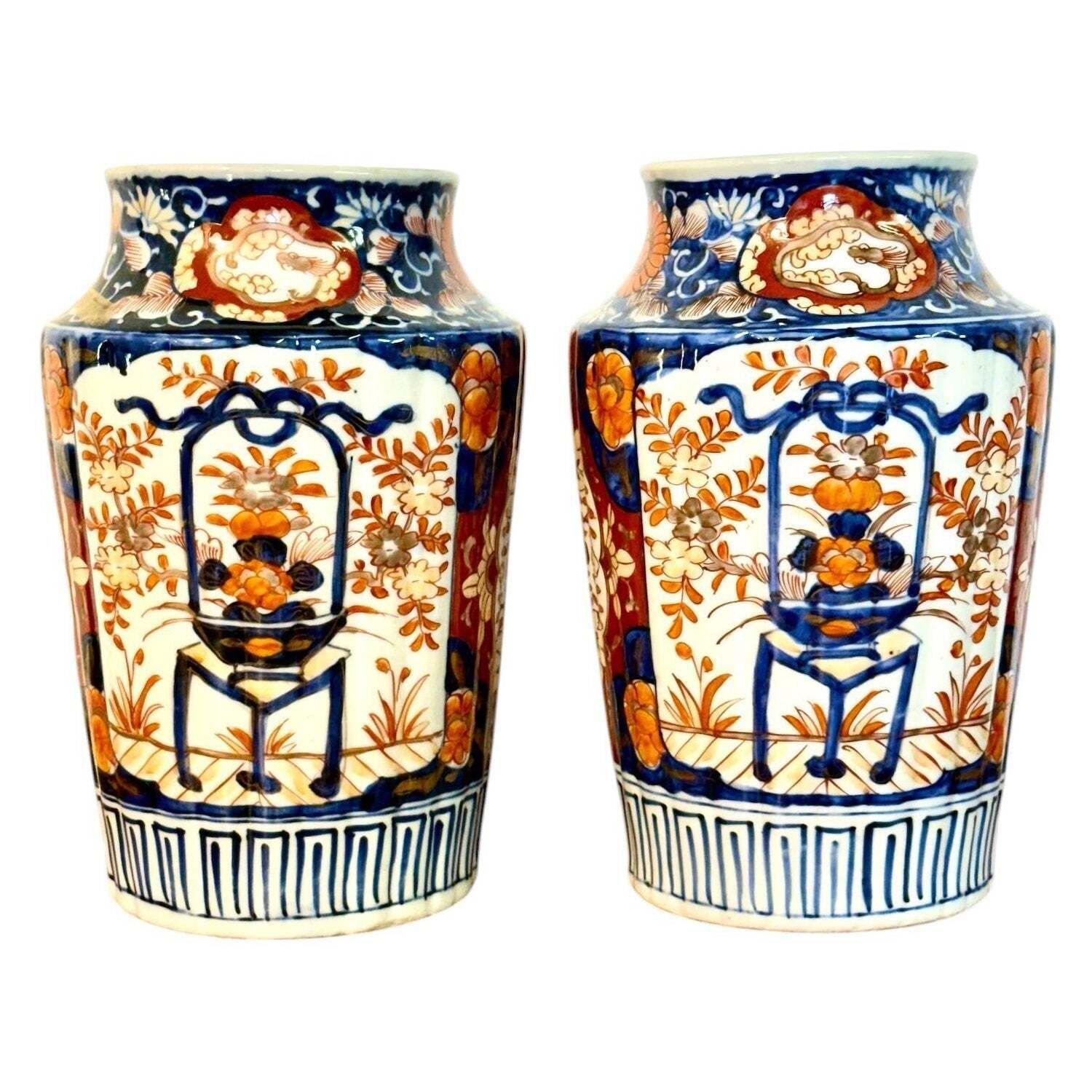 Pair Of 19th Century Japanese Imari Porcelain Vases