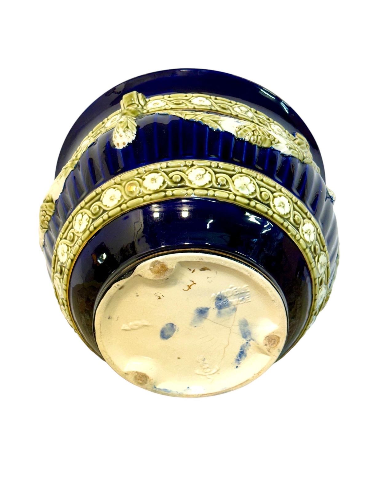 1081.0 French Majolica Jardinière, Cobalt Blue, Napoleon III, 19th C. photo