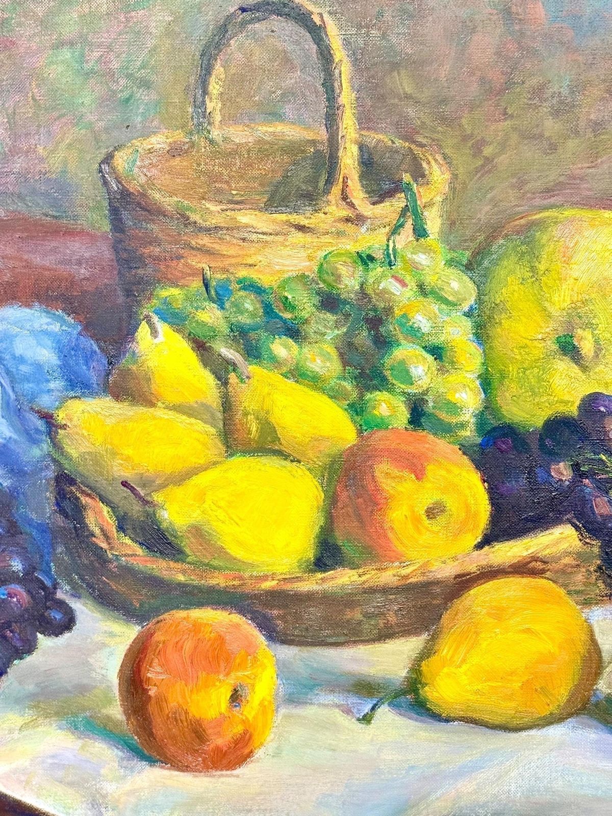 Still Life With Fruit, Oil On Canvas, Signed B. Jacquet, 20th Century photo Art