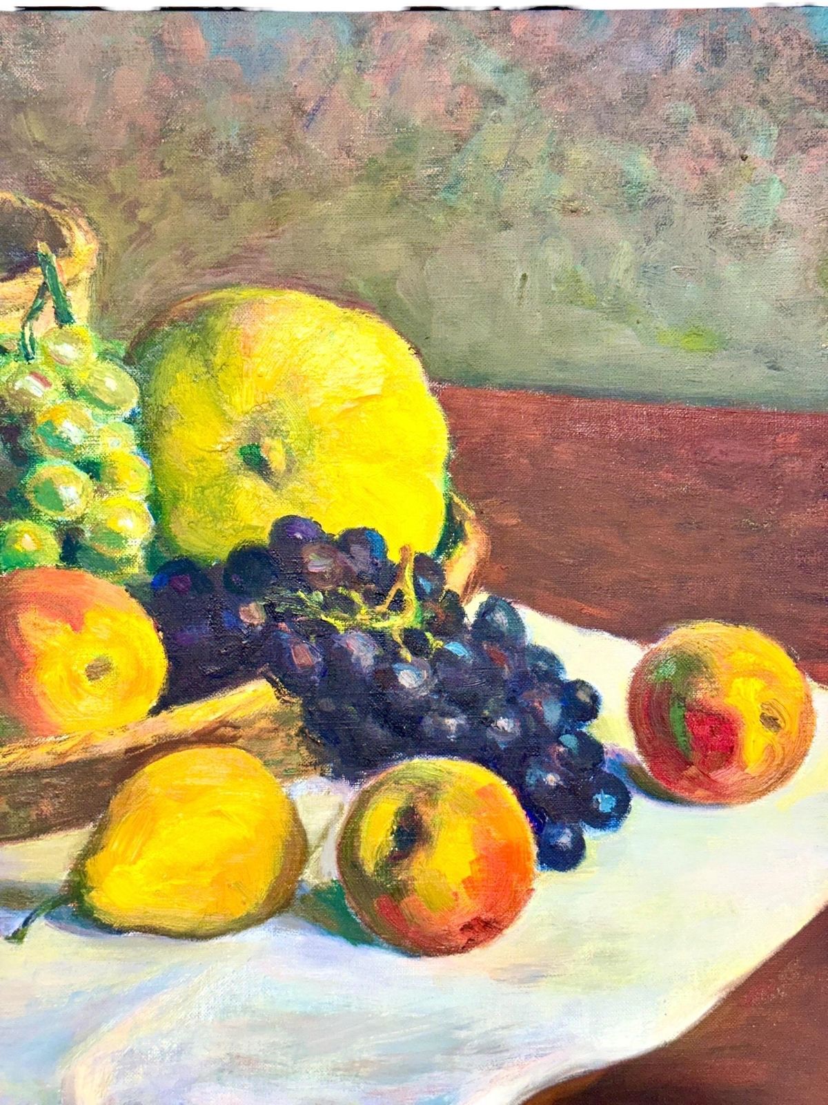 Still Life With Fruit, Oil On Canvas, Signed B. Jacquet, 20th Century photo vintage