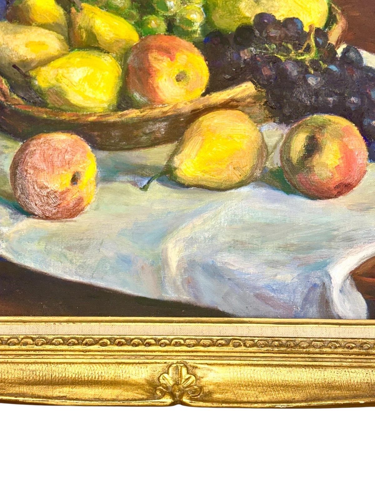 photo for sale Still Life With Fruit, Oil On Canvas, Signed B. Jacquet, 20th Century
