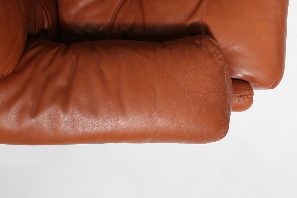 Furniture Coronado Lounge Chair In Brown Leather By Tobia Scarpa For B&B Italia, Italy, 1960s photo
