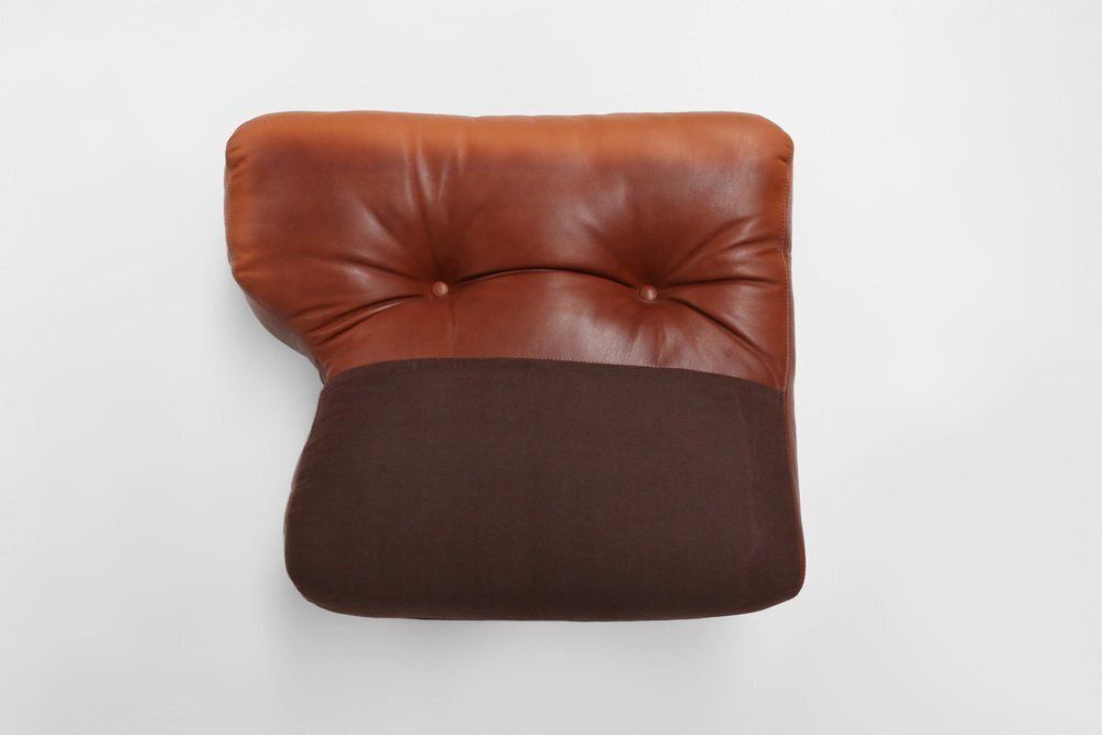 photo vintage Coronado Lounge Chair In Brown Leather By Tobia Scarpa For B&B Italia, Italy, 1960s