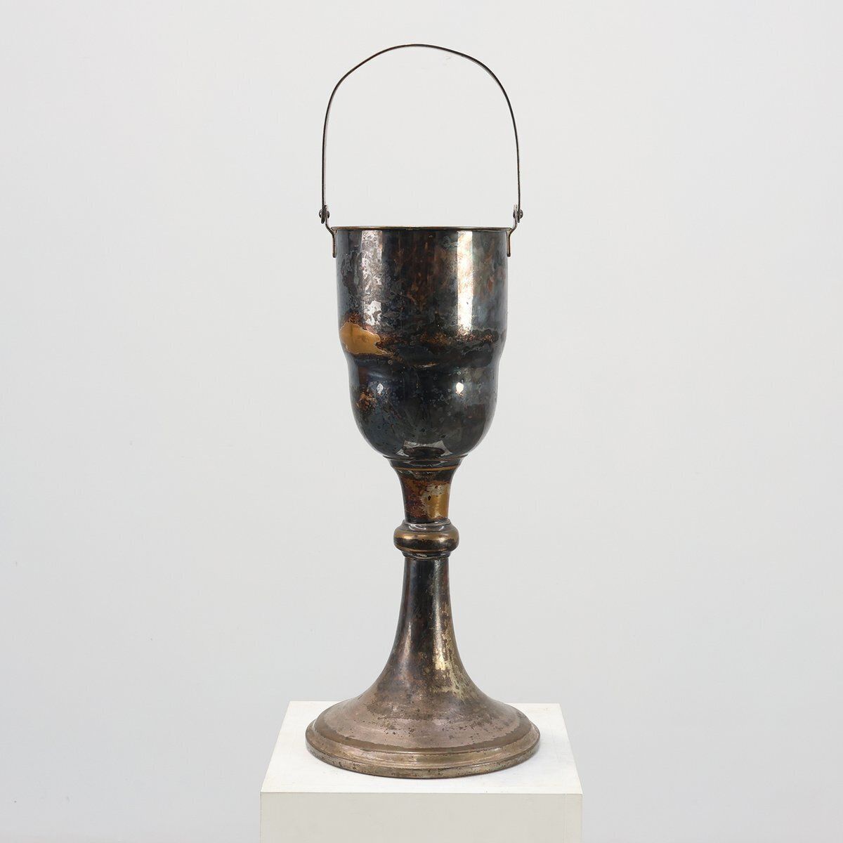 Art Deco Silvered Copper Champagne Bucket On Stand, France, 1910s