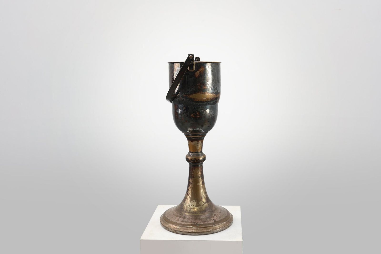 Art Deco Silvered Copper Champagne Bucket On Stand, France, 1910s photo for sale