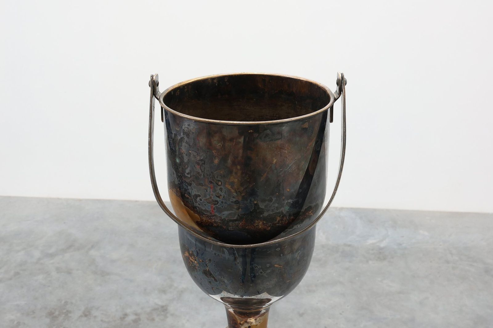 Art Deco Silvered Copper Champagne Bucket On Stand, France, 1910s photo vinterior