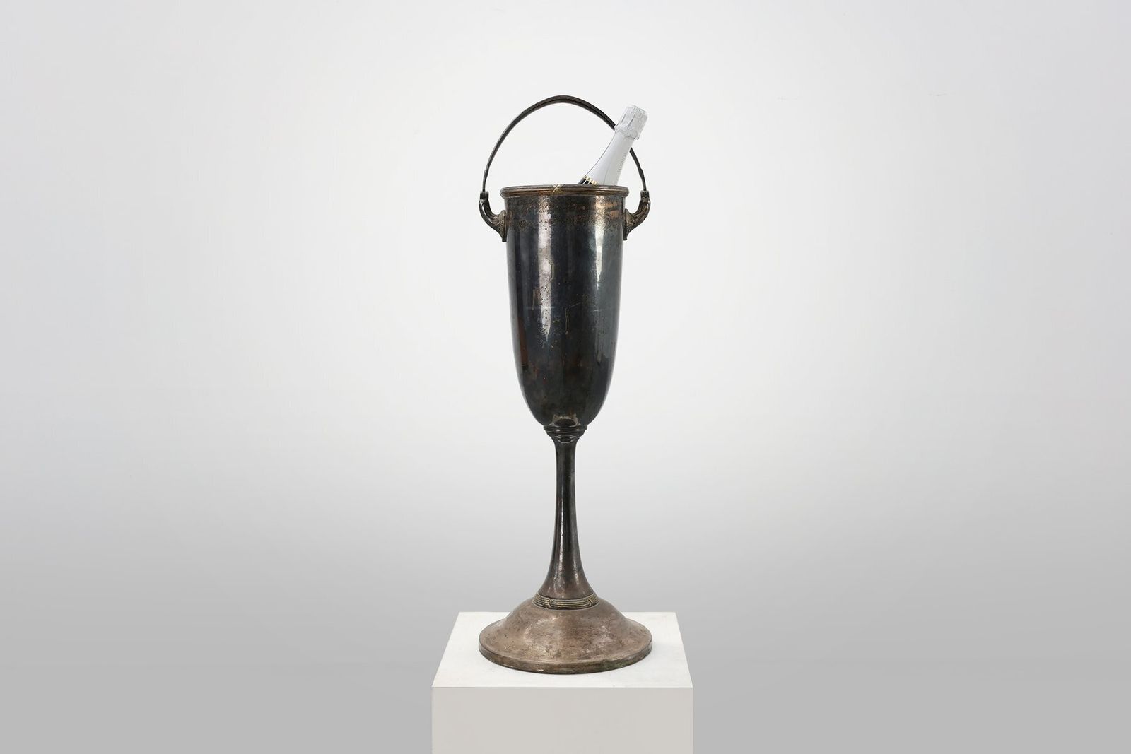 Art Deco Silvered Copper Champagne Bucket, France, 1910s photo vintage