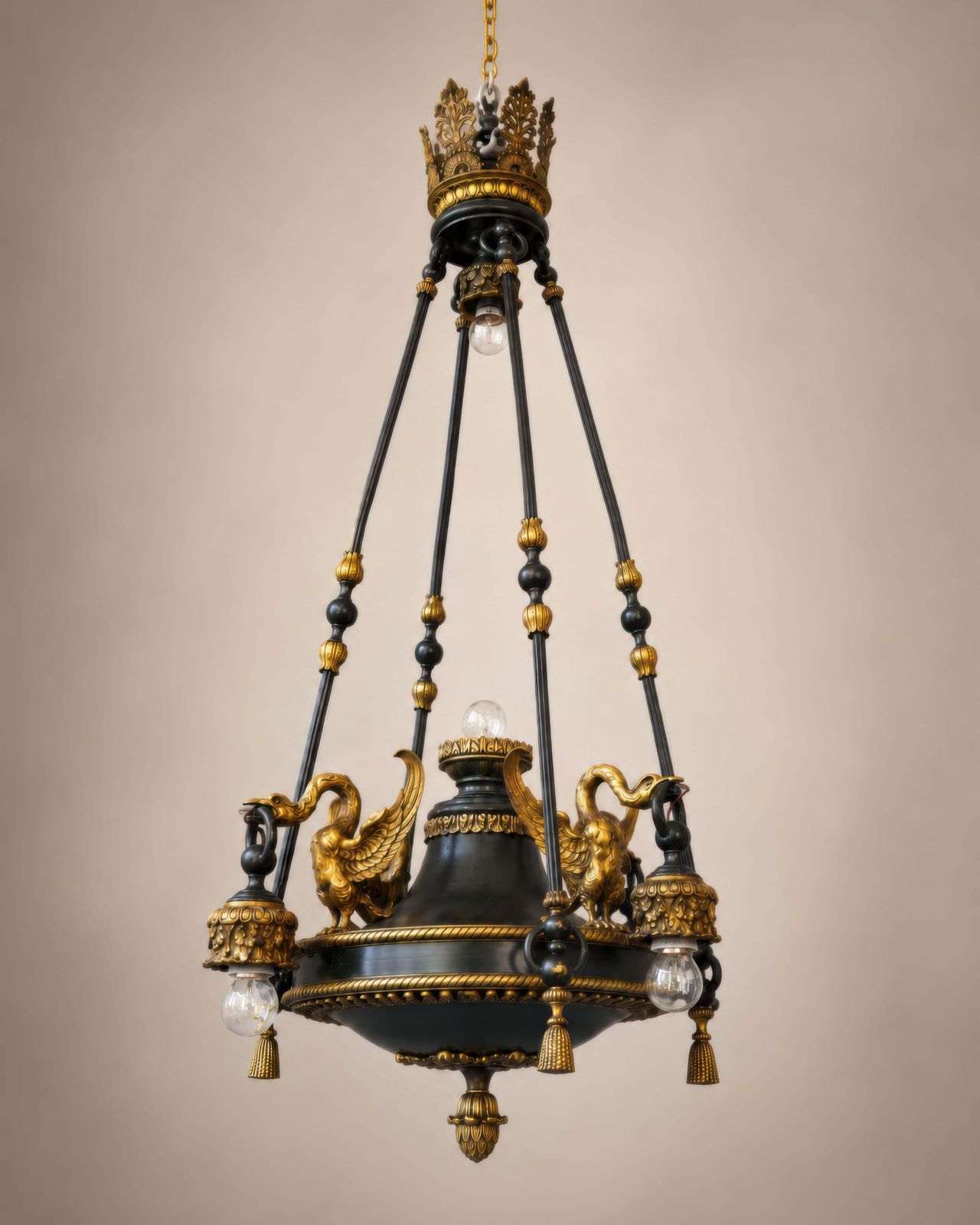 19th Century French Napoleon III Empire Revival Swan Chandelier photo furniture
