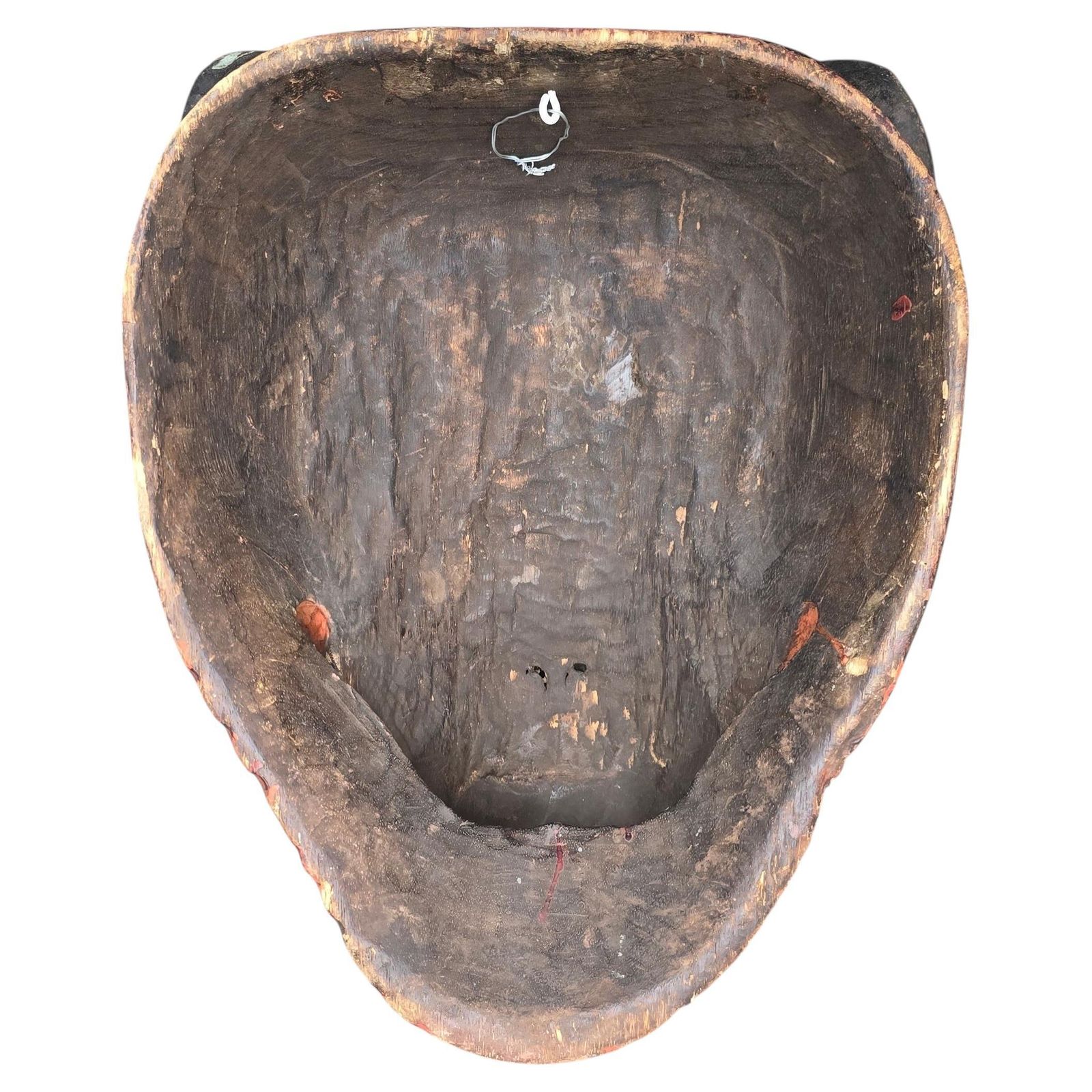 Large Sculptural Indonesian Carved Wood Mask, Polychrome Guardian Figure photo 1475.0