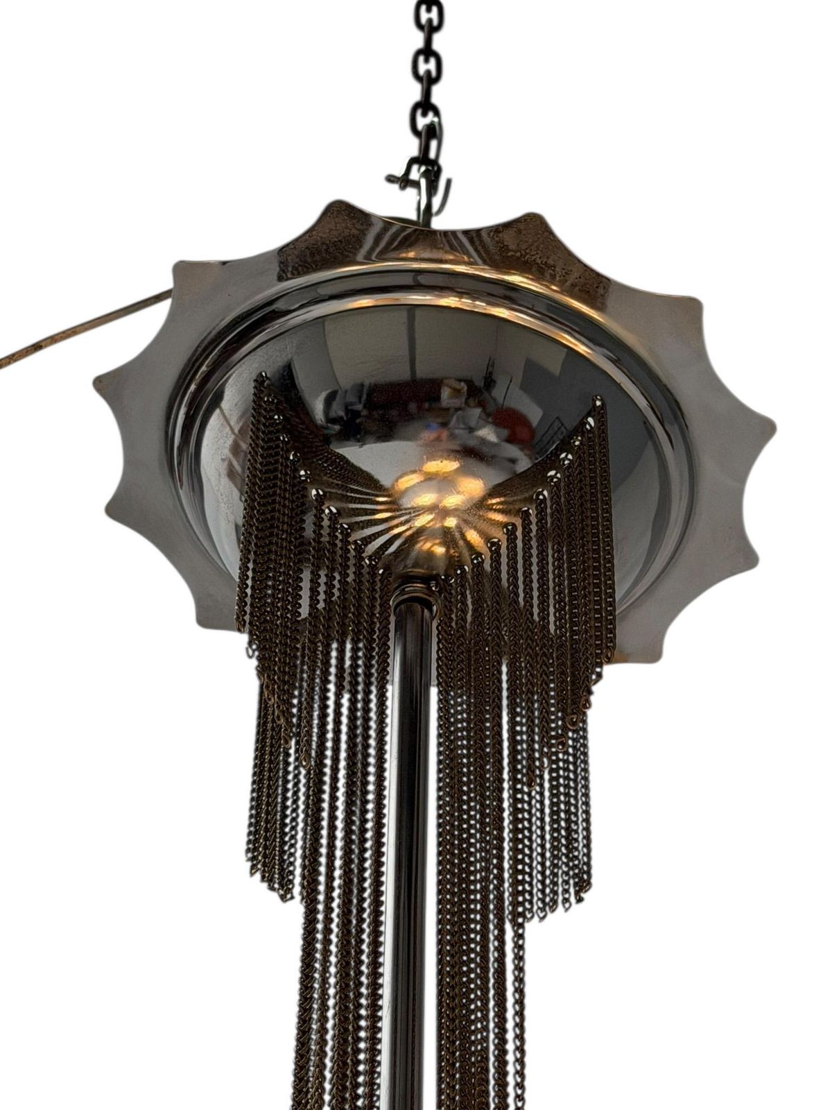 photo buy Art Deco Chandelier, Chrome & Glass, Dutch Design, 1930s