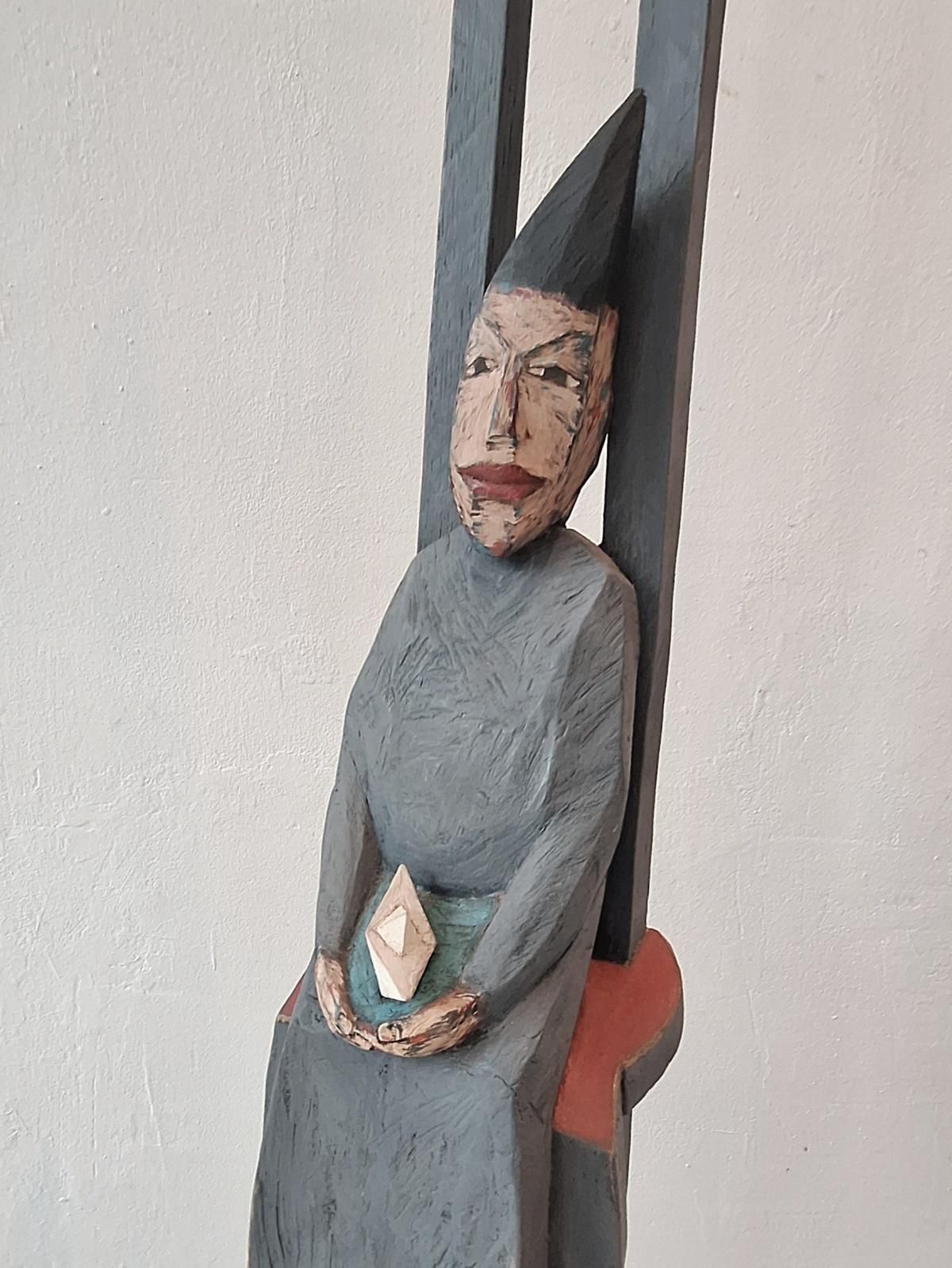 My Ocean   Figurative Wooden Sculpture, Polichrome, Polish Art photo furniture