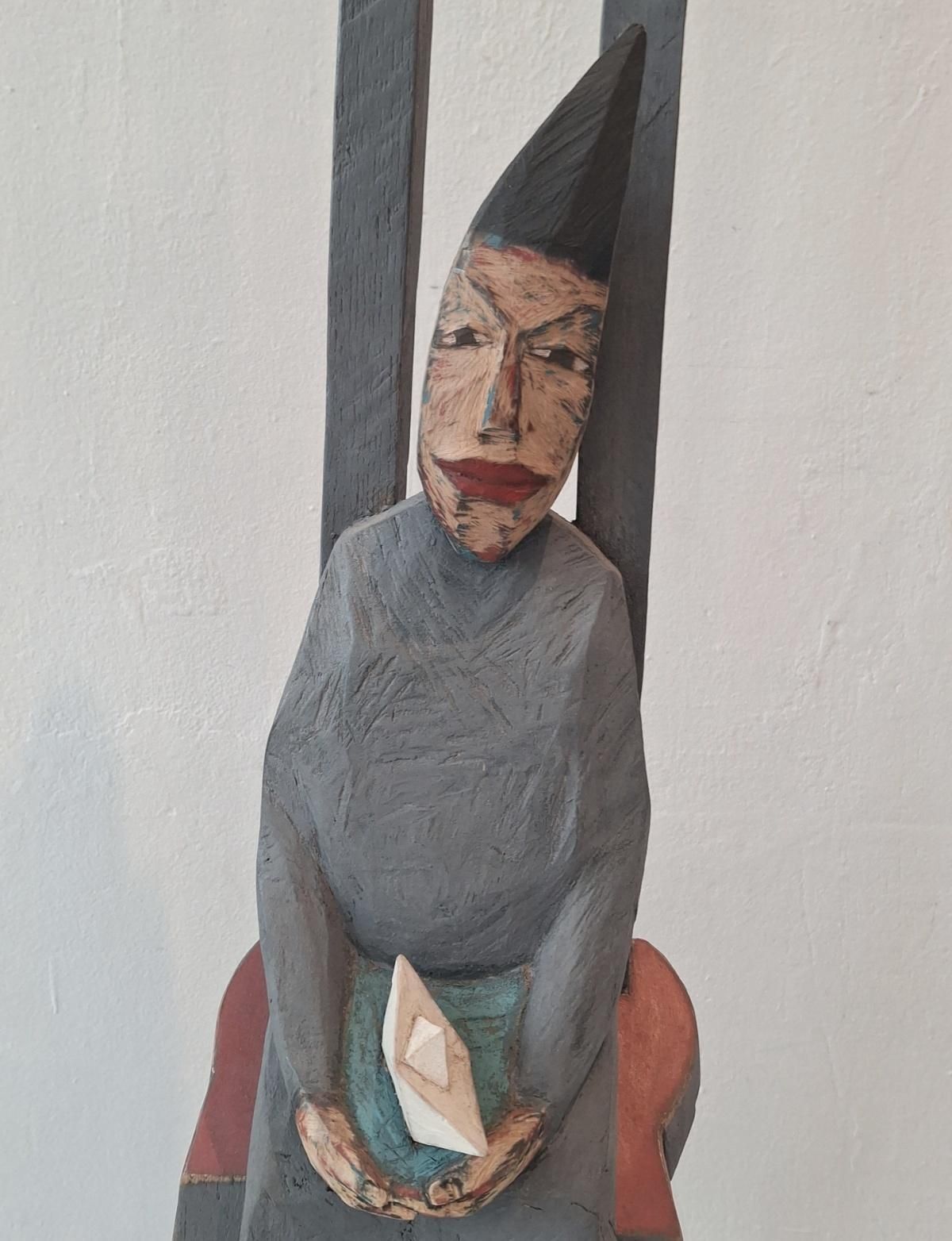 My Ocean   Figurative Wooden Sculpture, Polichrome, Polish Art photo 1332.0