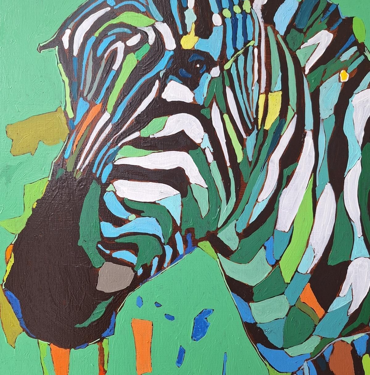 Zebras 11   Oil Painting, Contemporary Figurative, Pop Art, Animals, Vibrant photo 2089.0