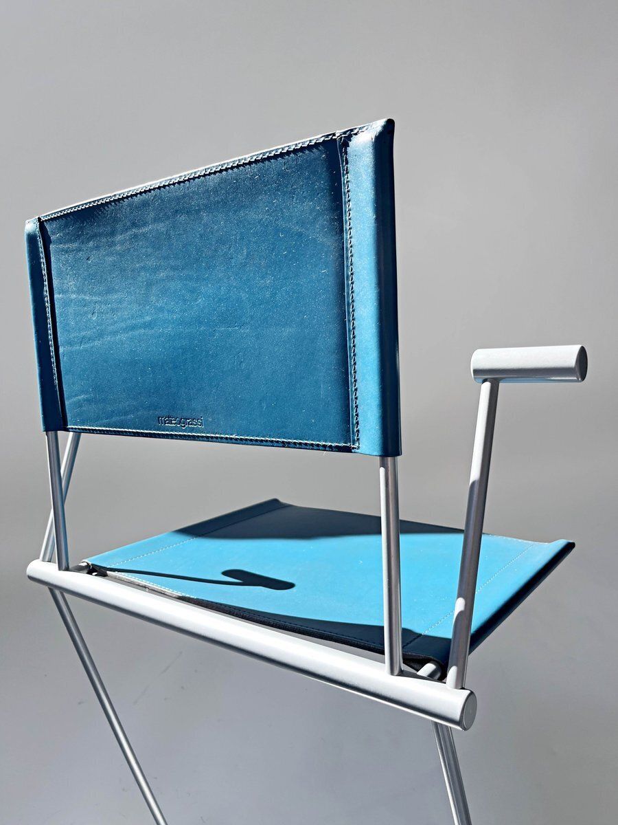 Ballerina Chair In Teal Coloured Full Grain Leather By Herbert Ohl For Matteo Grassi, 1990s photo for sale