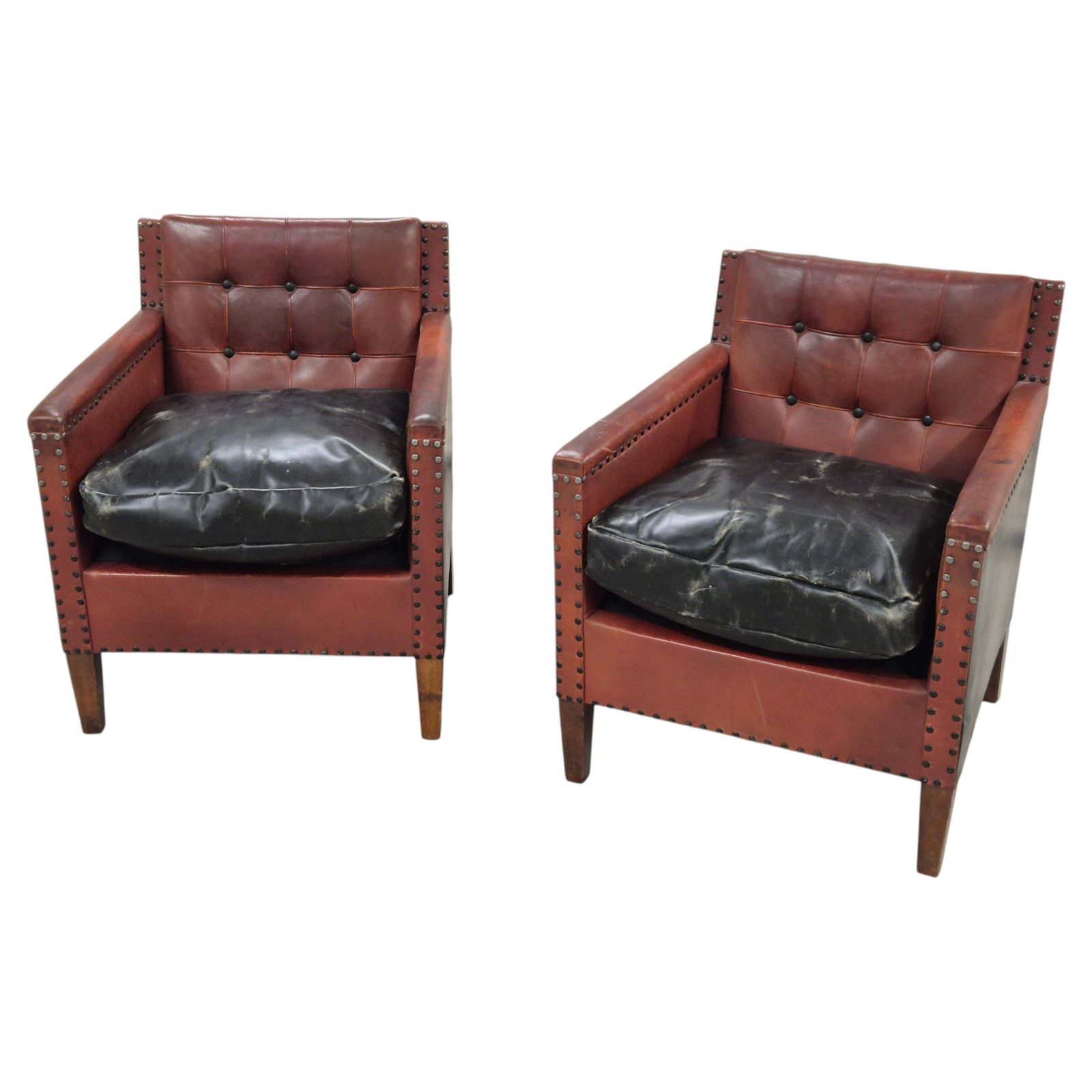 Club Chairs, In Leather, Style/Attr. To Otto Schultz, Sweden 1930/40s