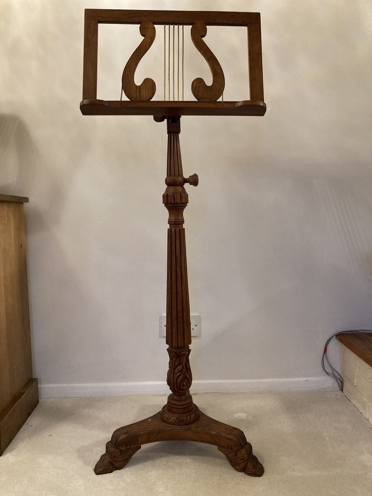 Carved Wooden Lyra Music Stand