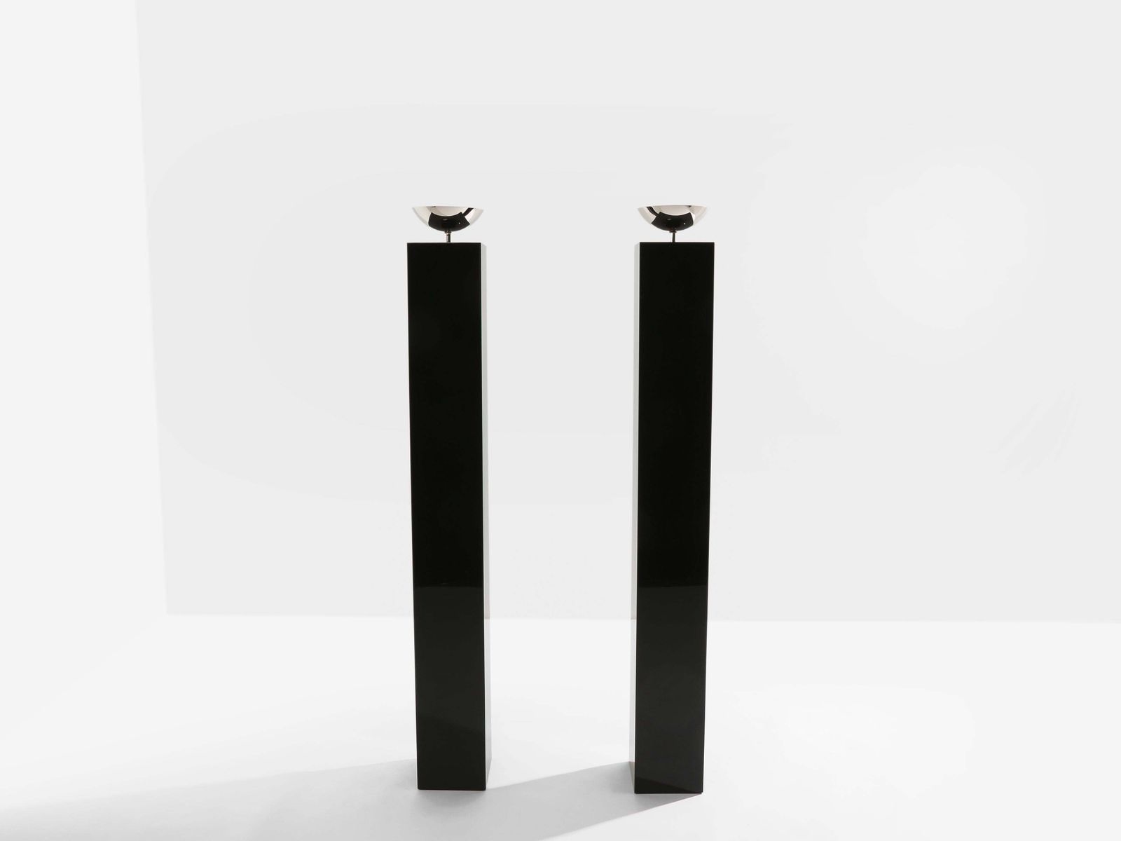 Michel Boyer Pair Of Black Lacquered And Nickeled Metal Floor Lamps 1979 photo furniture