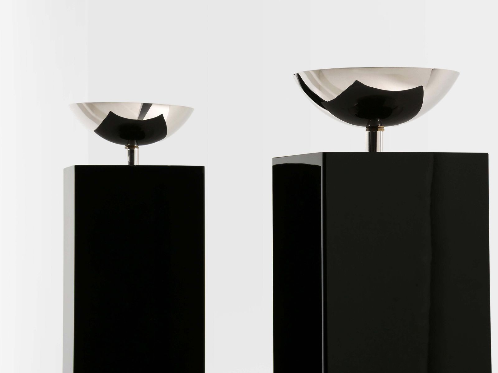 Michel Boyer Pair Of Black Lacquered And Nickeled Metal Floor Lamps 1979 photo Lighting