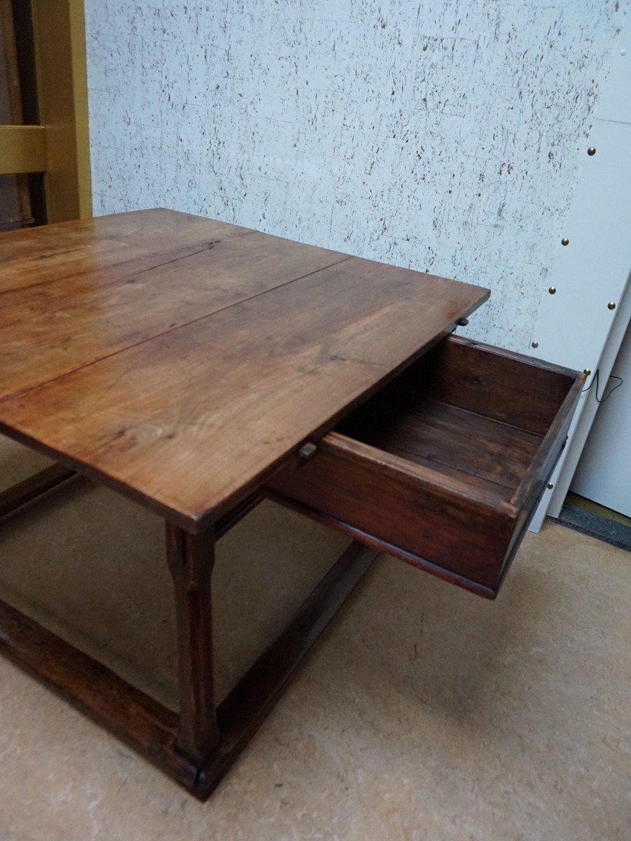 Furniture Antique Rustic European Bankers Table, 1800s photo