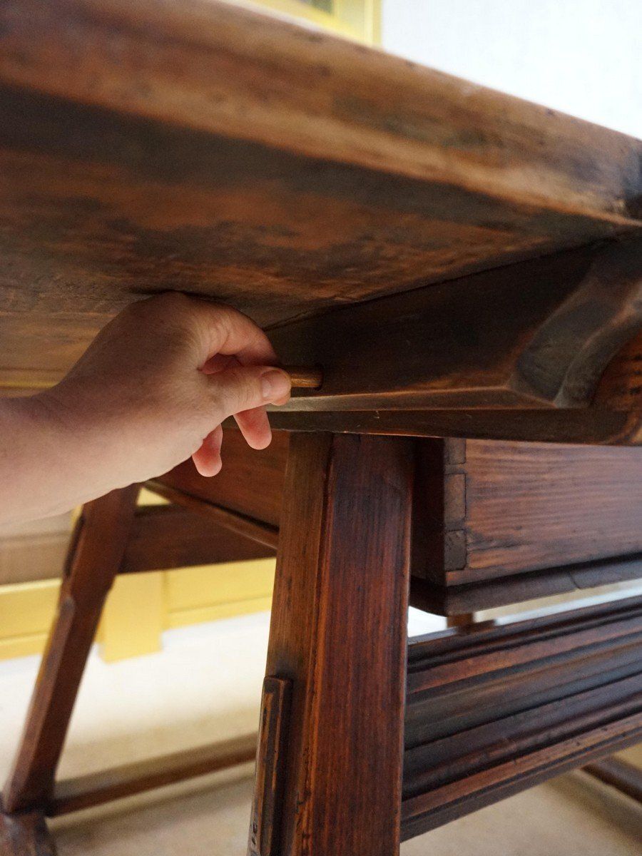photo vintage Antique Rustic European Bankers Table, 1800s