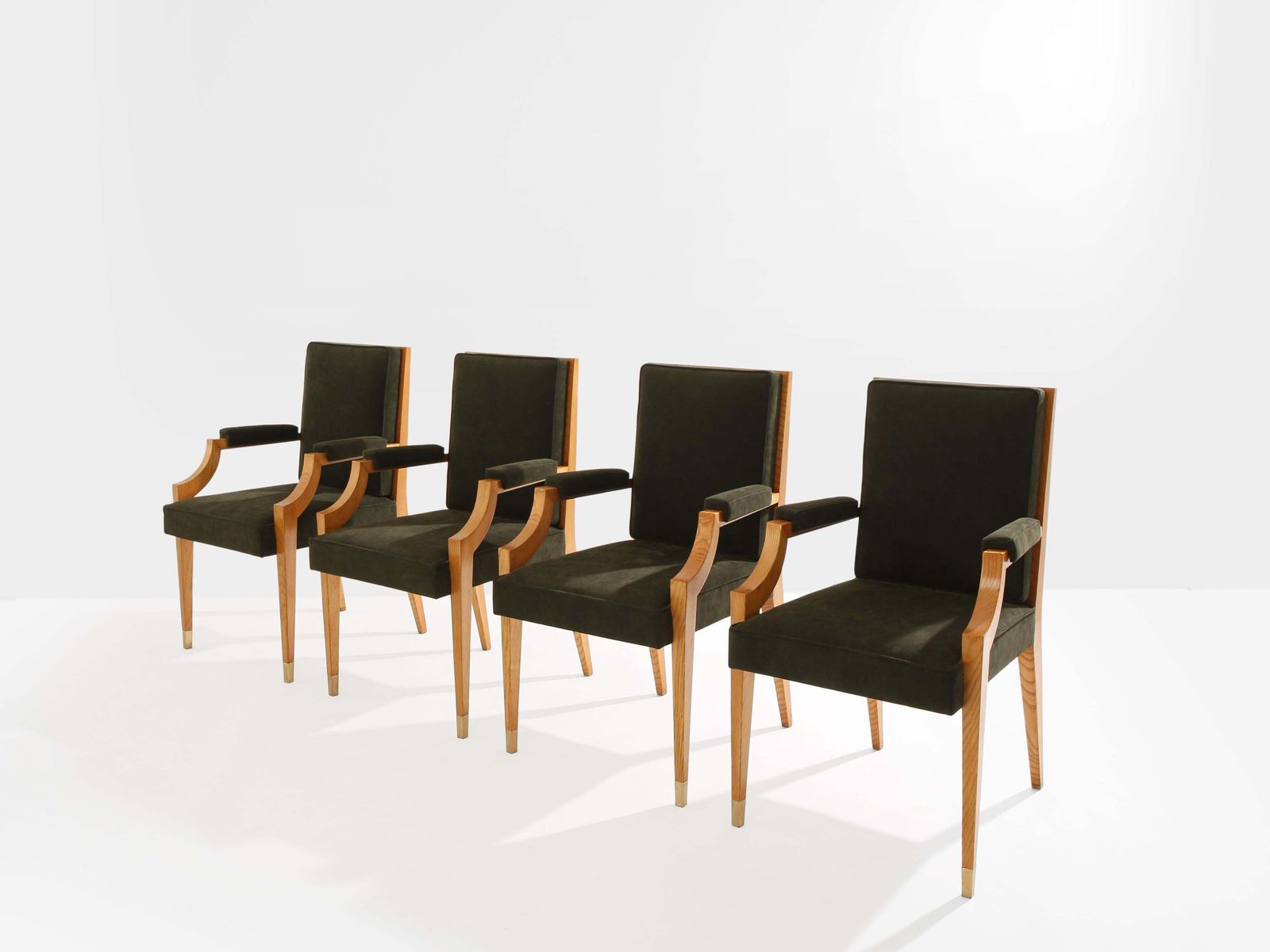 André Arbus Set Of Four Ash Wood Neoclassical Armchairs 1940s photo vinterior