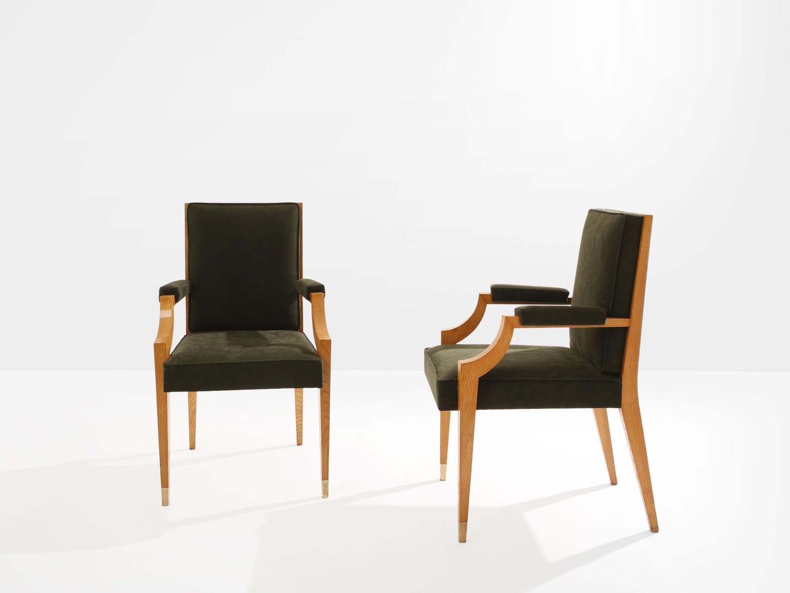 Furniture André Arbus Set Of Four Ash Wood Neoclassical Armchairs 1940s photo