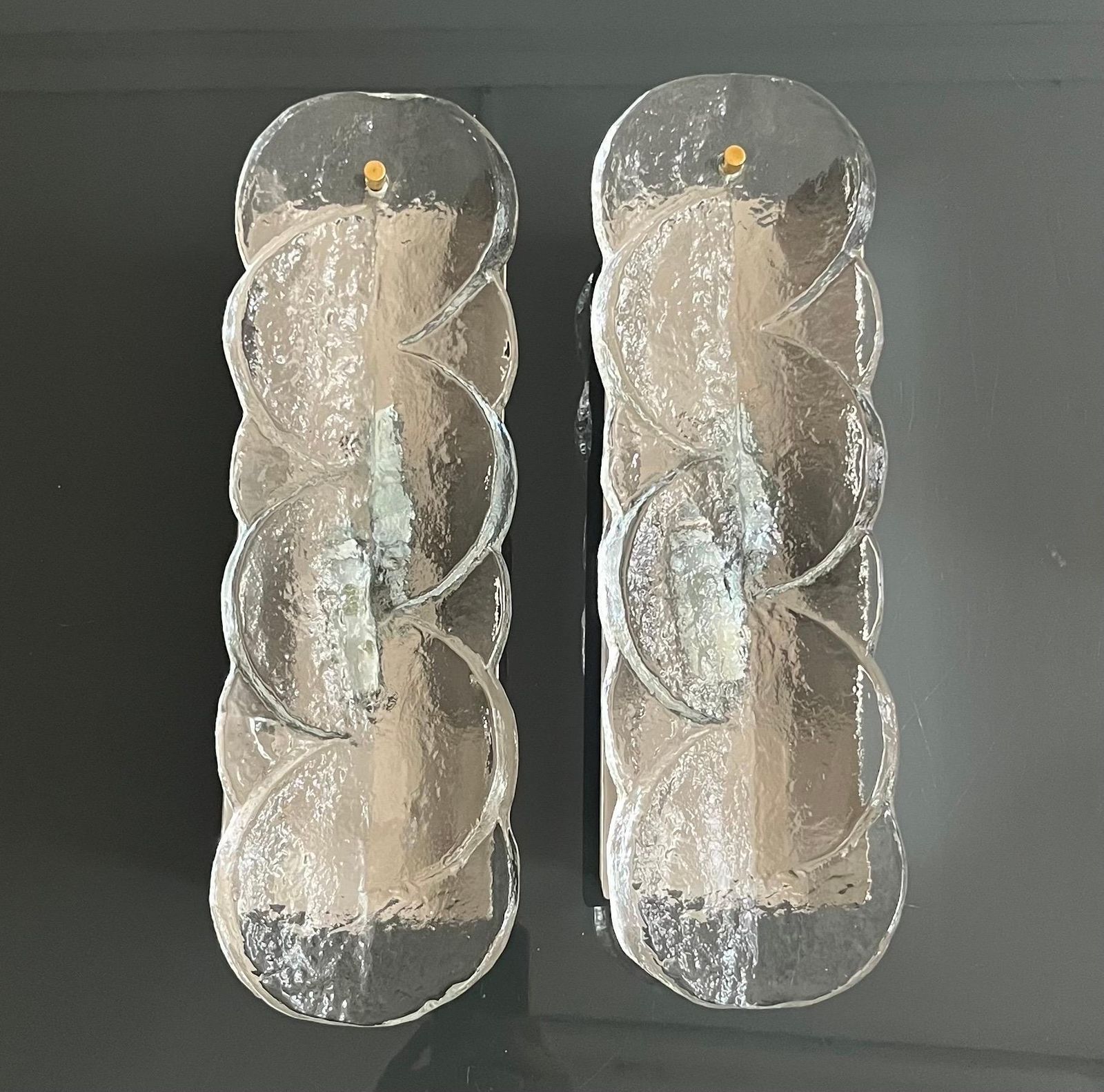 Austrian Mid Century Pair Of "Citrus" Clear Murano Wall Sconces By Kalmar, 1970s photo furniture
