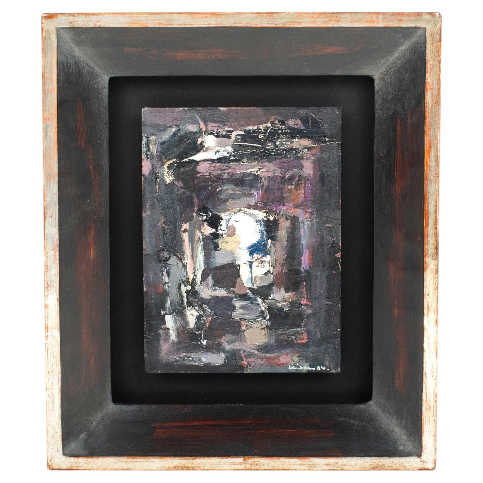 Small French Abstract Modern Composition In Black White Purple By René Leidner photo furniture