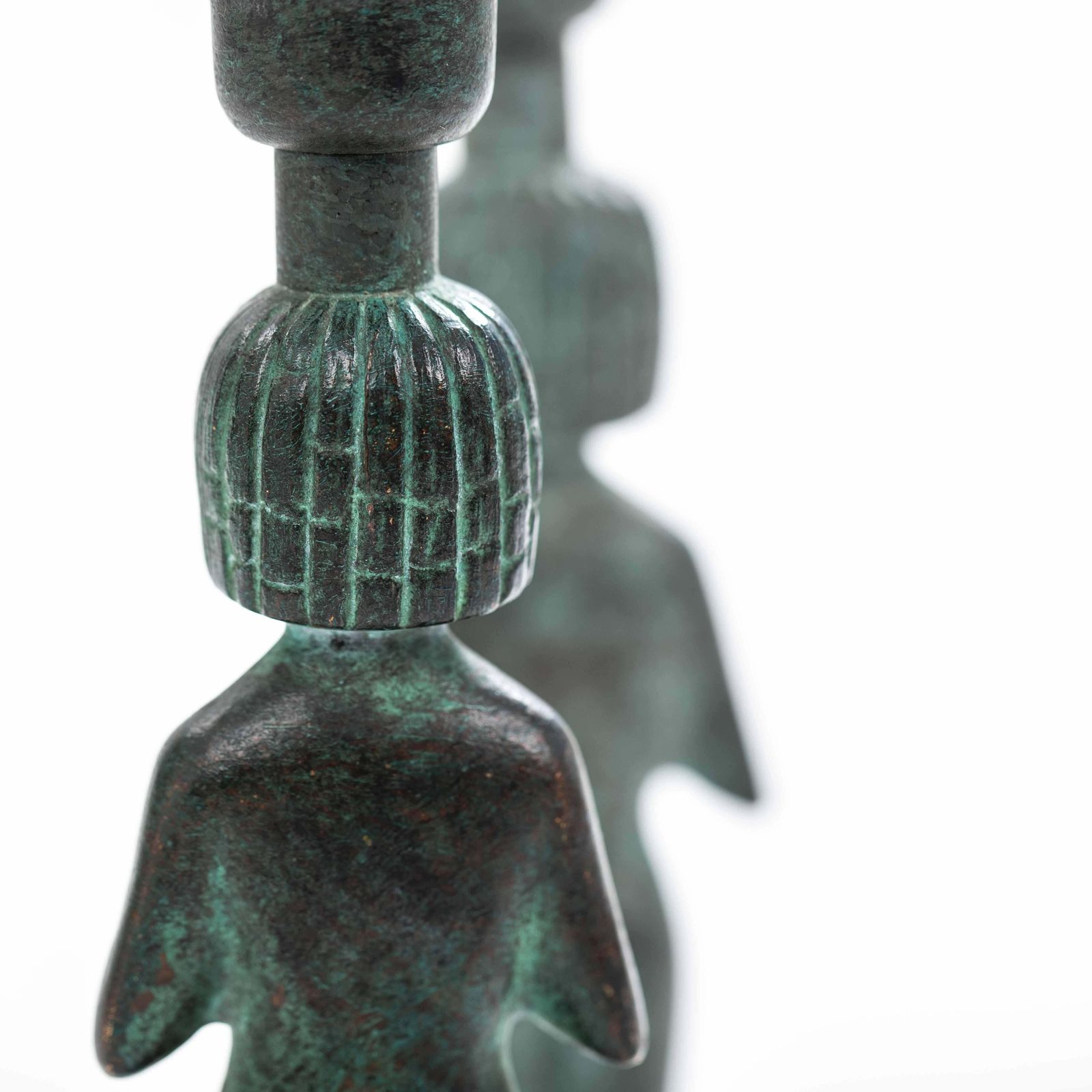 photo vintage Egyptian Inspired Figurative French Art Déco Bronze Candlesticks 1930s